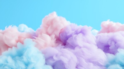 Fototapeta premium Pastel Cotton Candy Floss Clouds on Sky Blue Background Texture
