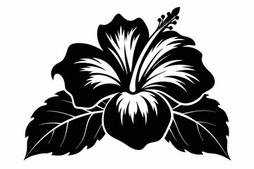hibiscus flower line art silhouette vector illustration