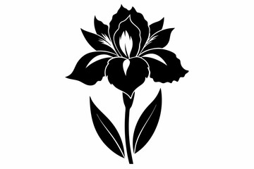 iris flower line art silhouette vector illustration