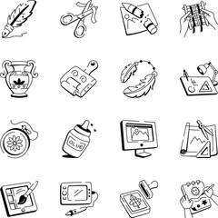 Bundle of Hand Drawn Creative Art Icons 
