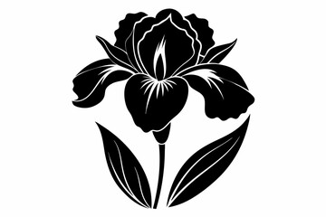 iris flower line art silhouette vector illustration