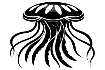 jellyfish line art silhouette vector illustration