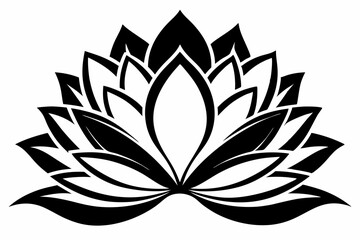 lotus flower line art silhouette vector illustration
