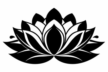 lotus flower line art silhouette vector illustration