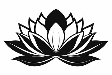 lotus flower line art silhouette vector illustration