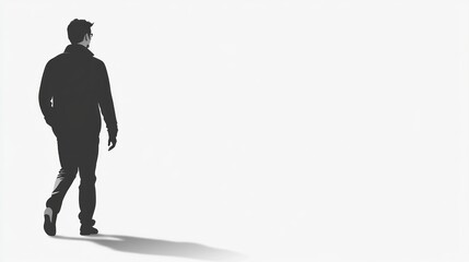 Obraz premium Silhouette of a man walking away, leaving copy space.
