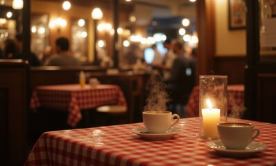 Warm coffee in a cozy café