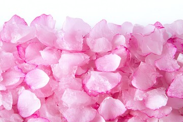 Obraz premium Pile of Pink Rose Petals on White Background for Romantic Occasions