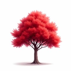 Isolated tree with seasonal variations and vibrant foliage on a white background