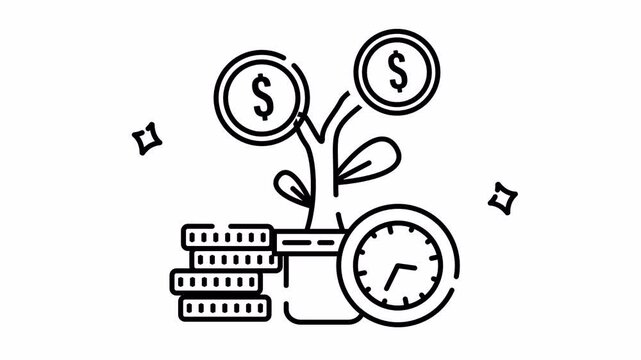 Money Growth Concept Animation - Outline Loop with Alpha Channel