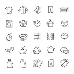 Set of icons for washing. Vector illustration on white background. Can be use for your design, packaging, presentation. EPS10.