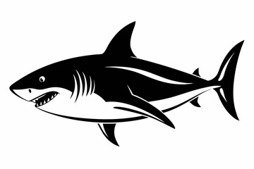 shark line art silhouette vector illustration