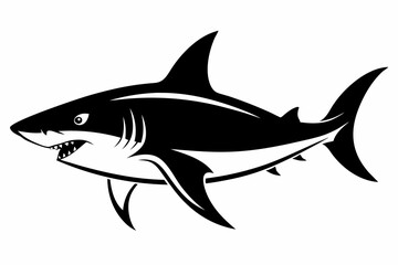 Obraz premium shark line art silhouette vector illustration
