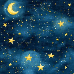 Fototapeta premium Night sky with moon and stars