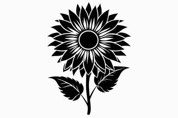 sunflower line art silhouette vector illustration
