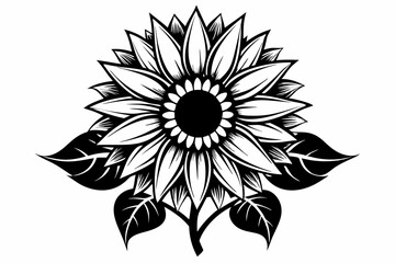 sunflower line art silhouette vector illustration