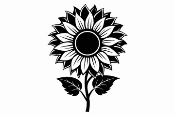 sunflower line art silhouette vector illustration