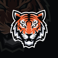 Angry tiger head esport gaming logo vector illustration, logo tiger head esport style