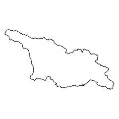 Scenic Mountain outline Map of Georgia in Black and White