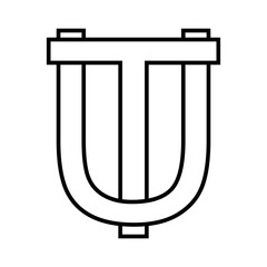 Logo sign tu ut icon, double letters logotype t u