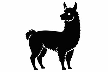 alpaca line art silhouette vector illustration