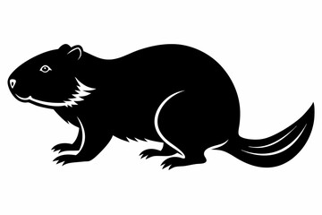 beaver line art silhouette vector illustration