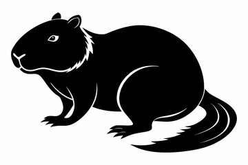 beaver line art silhouette vector illustration