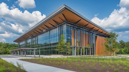 Fototapeta premium A high-tech classroom building with a cutting-edge architectural style