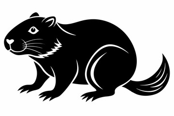 beaver line art silhouette vector illustration