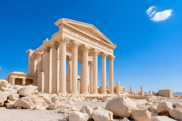 Obraz premium Ancient temple ruins under a clear blue sky