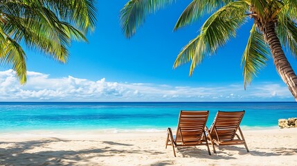 Obraz premium Tropical Beach Paradise: Relaxing on Pristine Sands