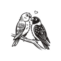  birds on branch - love and romance concept.