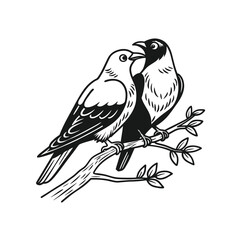 Obraz premium birds on branch - love and romance concept.