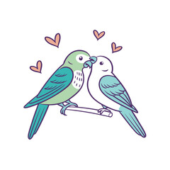  birds on branch - love and romance concept.