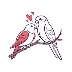  birds on branch - love and romance concept.