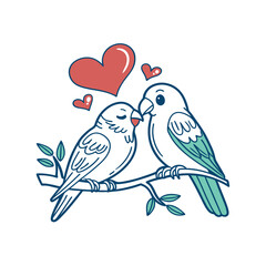  birds on branch - love and romance concept.