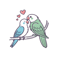  birds on branch - love and romance concept.