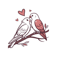  birds on branch - love and romance concept.