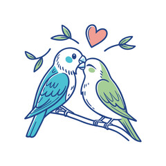  birds on branch - love and romance concept.
