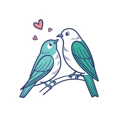  birds on branch - love and romance concept.