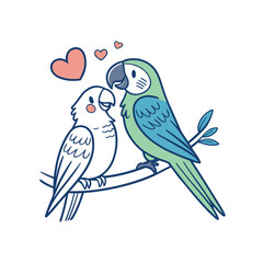  birds on branch - love and romance concept.