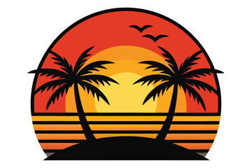 Sunset Vector Illustration on white background