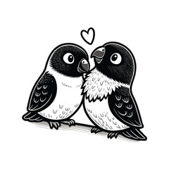  birds on branch - love and romance concept.