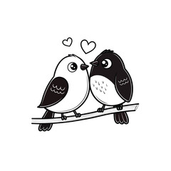  birds on branch - love and romance concept.