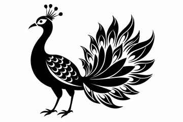 peacock line art silhouette vector illustration