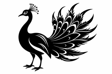 Obraz premium peacock line art silhouette vector illustration