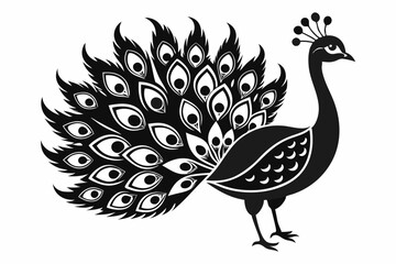 Fototapeta premium peacock line art silhouette vector illustration