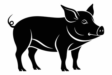 pig line art silhouette vector illustration