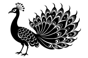 peacock line art silhouette vector illustration