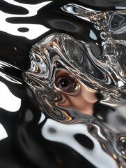 Abstract digital art piece that appears to be a close-up of a person's eye. the eye is the focal point of the image, with the iris and pupil clearly visible.